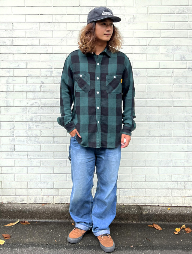 【送料無料】STANDARD CALIFORNIA FLANNEL CHECK SHIRTS GREEN